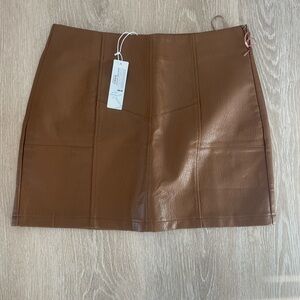 Bluivy Brown Faux Leather Mini Skirt